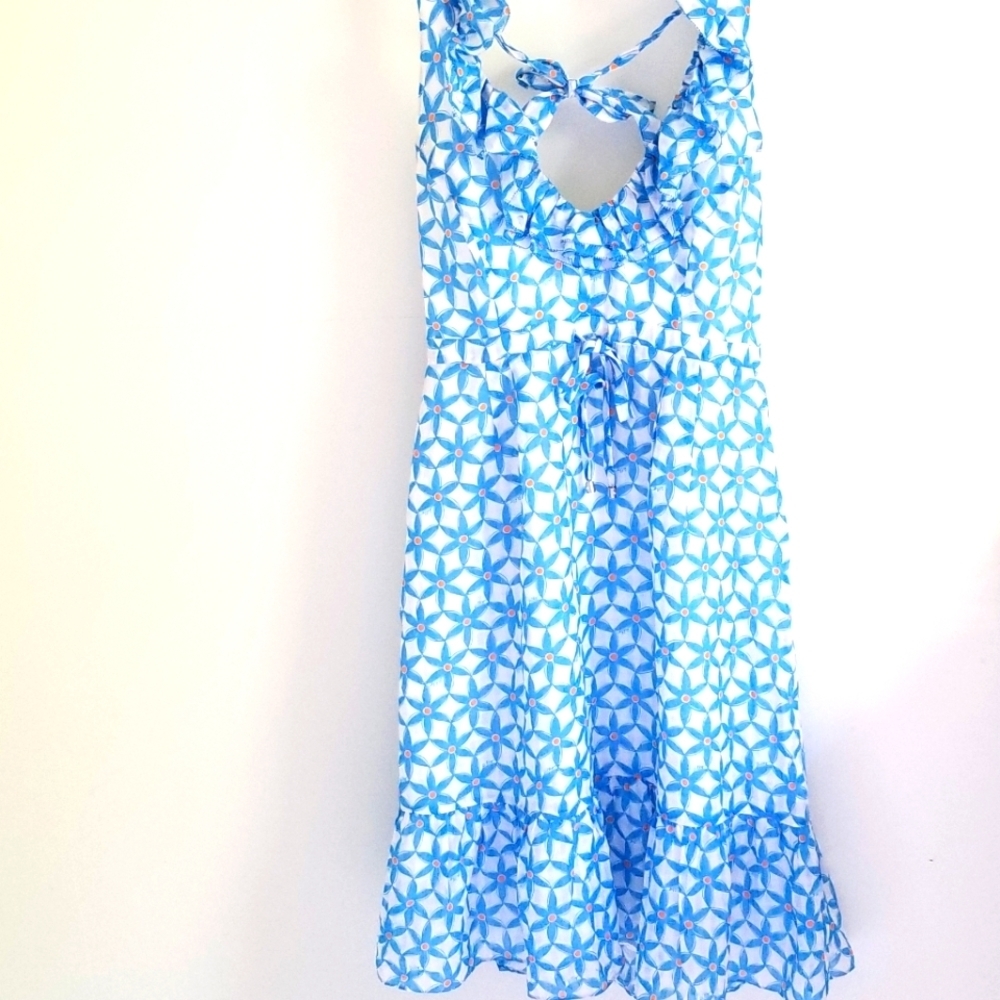 Lilly Pulitzer Dress Dexter Blue And White silk halter